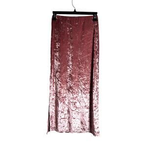 WAYF Pink Mauve Crushed Velvet NOT OMBRE Midi Pull-on Skirt Size XS